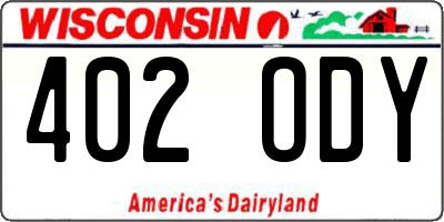 WI license plate 402ODY