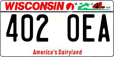 WI license plate 402OEA