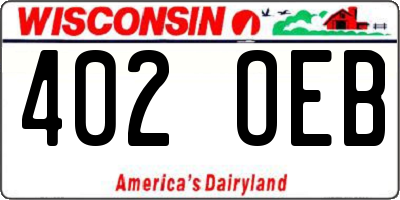 WI license plate 402OEB