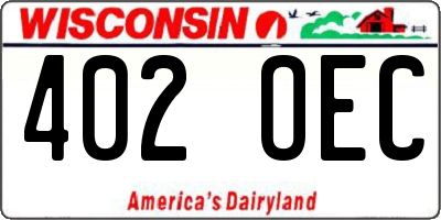 WI license plate 402OEC