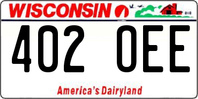 WI license plate 402OEE