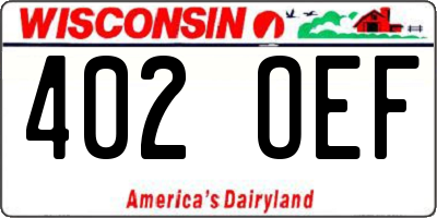 WI license plate 402OEF