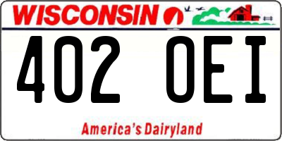 WI license plate 402OEI