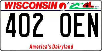 WI license plate 402OEN