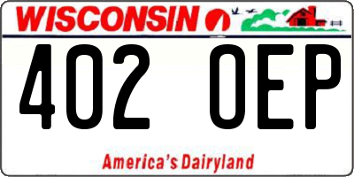 WI license plate 402OEP
