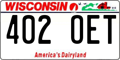 WI license plate 402OET