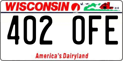 WI license plate 402OFE