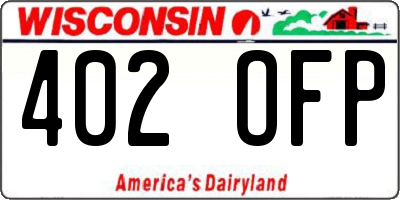 WI license plate 402OFP
