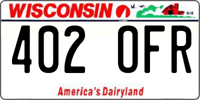 WI license plate 402OFR