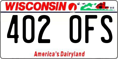 WI license plate 402OFS