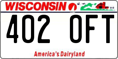 WI license plate 402OFT