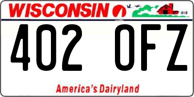 WI license plate 402OFZ