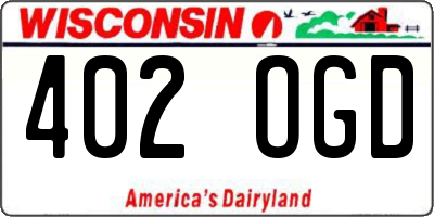 WI license plate 402OGD