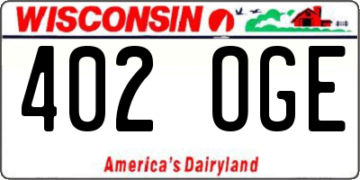 WI license plate 402OGE