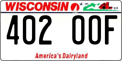 WI license plate 402OOF