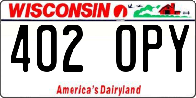 WI license plate 402OPY