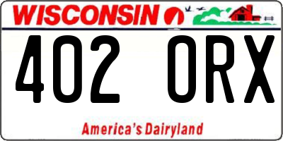WI license plate 402ORX