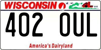 WI license plate 402OUL