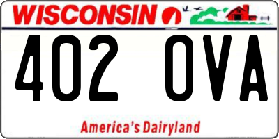 WI license plate 402OVA