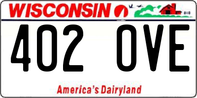 WI license plate 402OVE