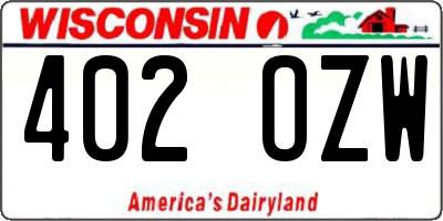 WI license plate 402OZW