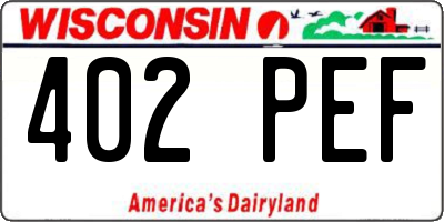 WI license plate 402PEF