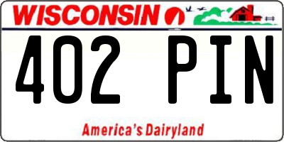 WI license plate 402PIN