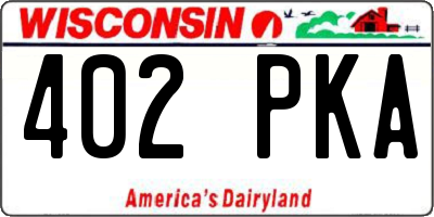 WI license plate 402PKA