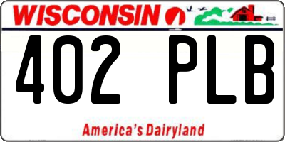 WI license plate 402PLB