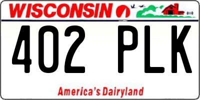 WI license plate 402PLK