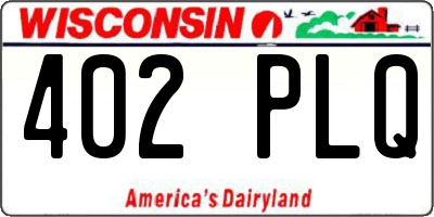 WI license plate 402PLQ