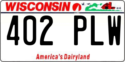 WI license plate 402PLW