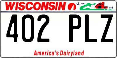 WI license plate 402PLZ
