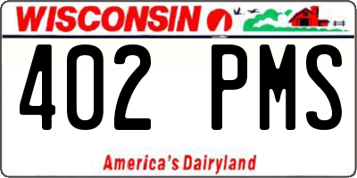 WI license plate 402PMS