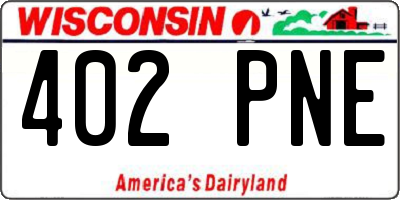 WI license plate 402PNE