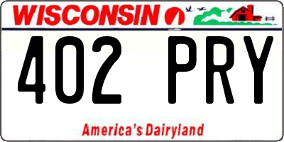 WI license plate 402PRY