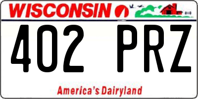 WI license plate 402PRZ