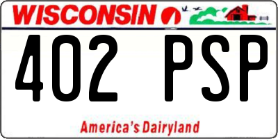WI license plate 402PSP