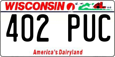 WI license plate 402PUC