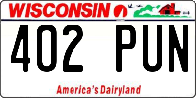 WI license plate 402PUN