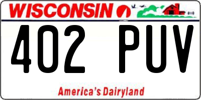 WI license plate 402PUV