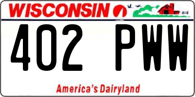 WI license plate 402PWW