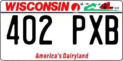 WI license plate 402PXB