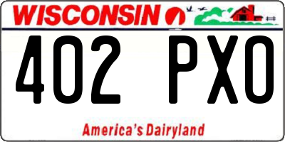 WI license plate 402PXO
