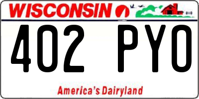 WI license plate 402PYO