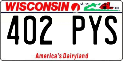 WI license plate 402PYS