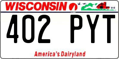 WI license plate 402PYT