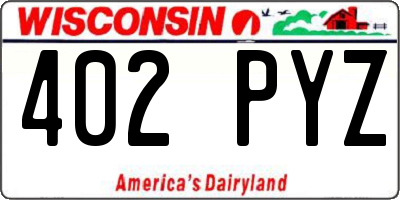 WI license plate 402PYZ