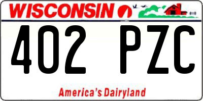 WI license plate 402PZC