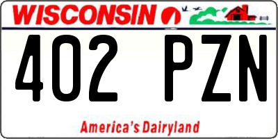 WI license plate 402PZN